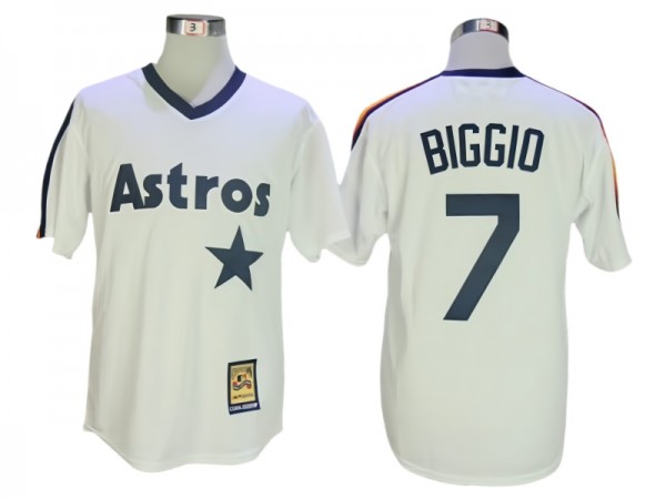 Houston Astros #7 Craig Biggio White Cooperstown Collection Throwbacks Jersey