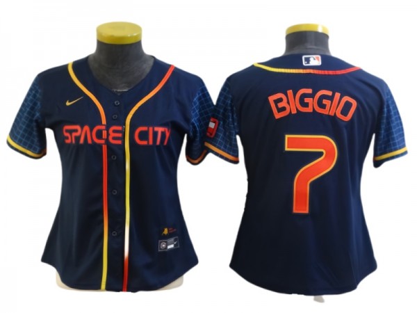 Women's Houston Astros #7 Craig Biggio Navy 2022 City Connect Jersey