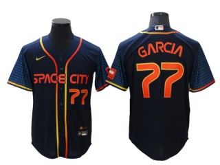 Houston Astros #77 Luis Garcia Navy 2022 City Connect Cool Base Jersey