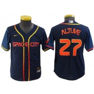 Youth Houston Astros #27 Jose Altuve Navy 2022 City Connect Cool Base Jersey