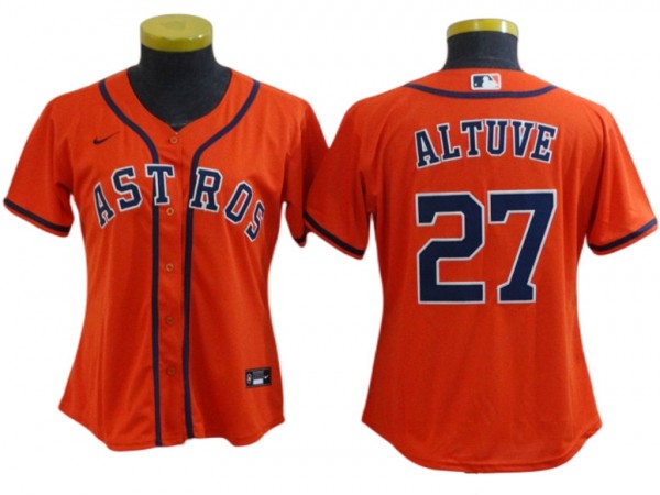 Women's Houston Astros #27 Jose Altuve Cool Base Jersey - White/Orange/Navy/Gray