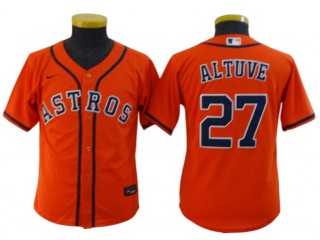 Youth Houston Astros #27 Jose Altuve Cool Base Jersey - White/Orange/Navy