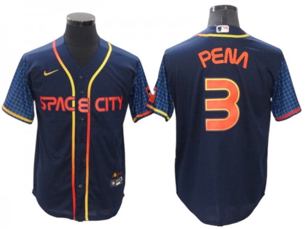 Houston Astros #3 Jeremy Peña Navy 2022 City Connect Cool Base Jersey