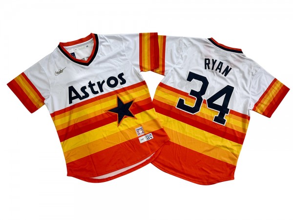 Houston Astros #34 Nolan Ryan Orange Cooperstown Collection Player Jersey