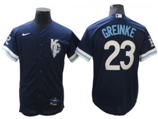 Kansas City Royals #23 Zack Greinke Navy City Connect Cool Base Jersey