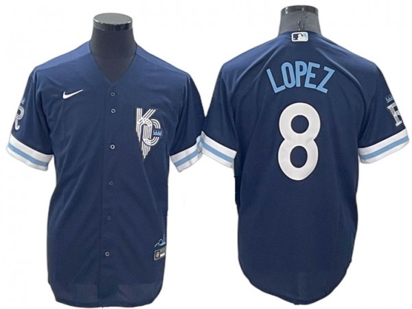 Kansas City Royals #8 Nicky Lopez Navy City Connect Cool Base Jersey