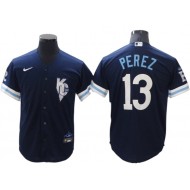 Kansas City Royals #13 Salvador Perez Navy City Connect Cool Base Jersey