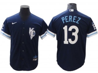 Kansas City Royals #13 Salvador Perez Navy City Connect Cool Base Jersey