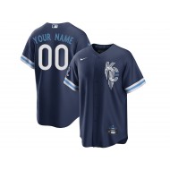 Custom Kansas City Royals Navy City Connect Cool Base Jersey