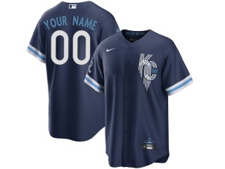 Custom Kansas City Royals Navy City Connect Cool Base Jersey