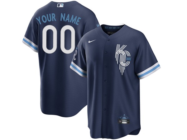 Custom Kansas City Royals Navy City Connect Cool Base Jersey