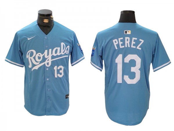 Kansas City Royals #13 Salvador Perez Light Blue Alternate Limited Jersey