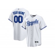 Custom Kansas City Royals Cool Base Jersey - White/Light Blue 