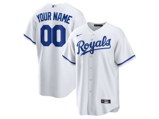 Custom Kansas City Royals Cool Base Jersey - White/Light Blue 