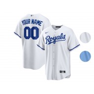 Custom Kansas City Royals Cool Base Jersey - White/Light Blue 