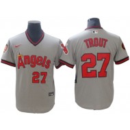 Los Angeles Angels #27 Mike Trout Gray Cooperstown Collection Jersey