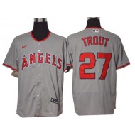 Los Angeles Angels #27 Mike Trout Gray Road Flex Base Jersey