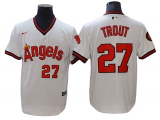 Los Angeles Angels #27 Mike Trout White Cooperstown Collection Jersey