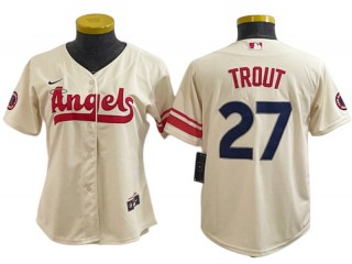 Women Los Angeles Angels #27 Mike Trout Cool Base Jersey - Red/White/Cream