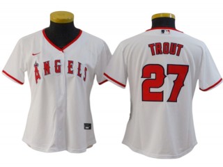 Women's Los Angeles Angels #27 Mike Trout Cool Base Jersey - Red/White/Cream