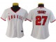 Women's Los Angeles Angels #27 Mike Trout Cool Base Jersey - Red/White/Cream