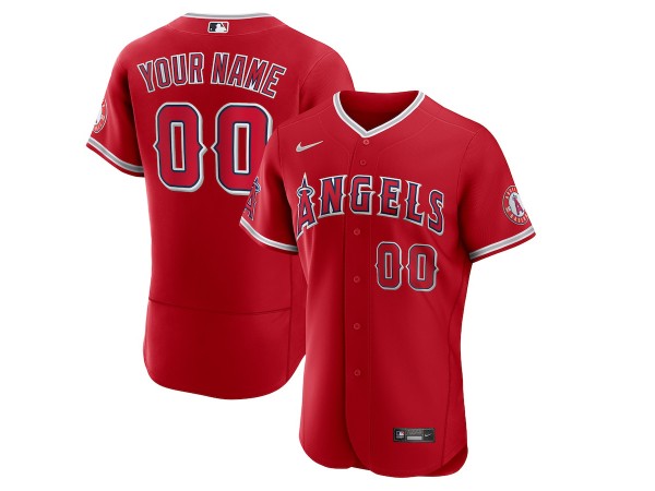 Custom Los Angeles Angels Flex Base Jersey - White/Gray/Red 