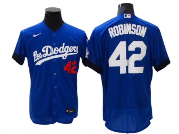 Los Angeles Dodgers #42 Jackie Robinson Royal 2021 City Connect Flex Base Jersey