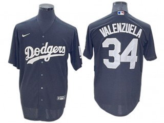 Los Angeles Dodgers #34 Fernando Valenzuela Black Cool Base Jersey