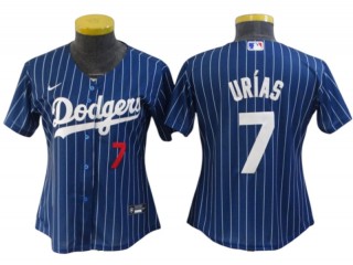 Los Angeles Dodgers #7 Julio Urías Blue Pinstripe Cool Base Jersey