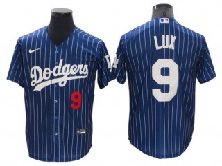 Los Angeles Dodgers #9 Gavin Lux Blue Pinstripe Cool Base Jersey