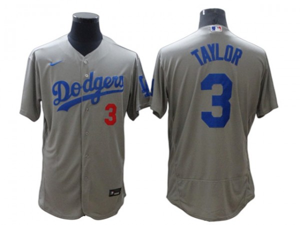 Los Angeles Dodgers #3 Chris Taylor Gray Road Flex Base Jersey