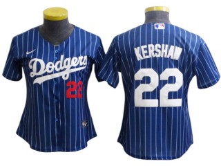 Los Angeles Dodgers #22 Clayton Kershaw Blue Pinstripe Cool Base Jersey