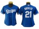 Women LA Dodgers #21 Walker Buehler Cool Base Jersey - Royal/White