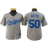 Youth LA Dodgers #50 Mookie Betts Cool Base Jersey - Royal/White/Gray