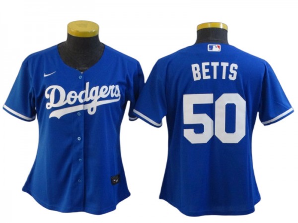 Women's LA Dodgers #50 Mookie Betts Cool Base Jersey - Royal/White/Gray