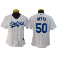 Women LA Dodgers #50 Mookie Betts Cool Base Jersey - Royal/White/Gray