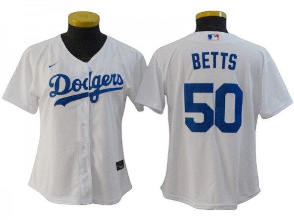 Women's LA Dodgers #50 Mookie Betts Cool Base Jersey - Royal/White/Gray