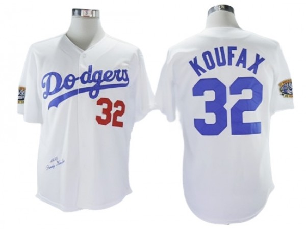 Los Angeles Dodgers #32 Sandy Koufax White 1958 Throwback Jersey