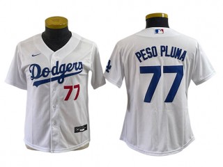 Los Angeles Dodgers #77 Peso Pluma White Flex Base Jersey