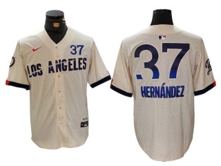 Los Angeles Dodgers #37 Teoscar Hernandez Cream 2024 City Connect Limited Jersey