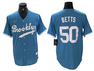 Los Angeles Dodgers #50 Mookie Betts Light Blue Cooperstown Collection Jersey