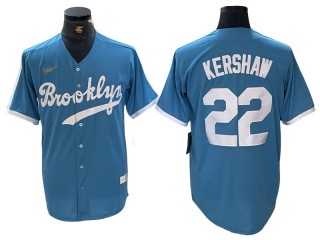 Los Angeles Dodgers #22 Clayton Kershaw Light Blue Cooperstown Collection Jersey