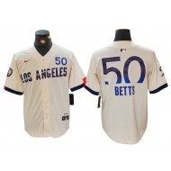 Los Angeles Dodgers #50 Mookie Betts Cream 2024 City Connect Limited Jersey