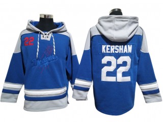 Los Angeles Dodgers #22 Clayton Kershaw Blue Pullover Hoodie