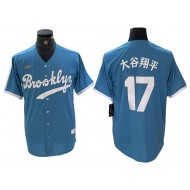 Los Angeles Dodgers #17 "大谷翔平" Light Blue Alternate Cooperstown Collection Jersey