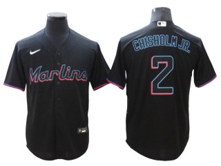 Miami Marlins #2 Jazz Chisholm Jr. Black Alternate Cool Base Jersey