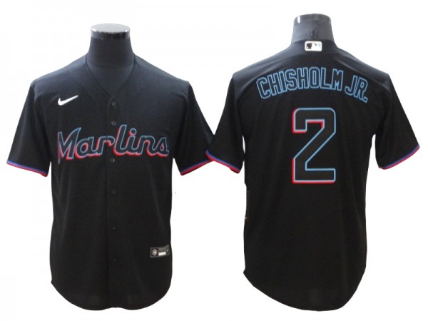 Miami Marlins #2 Jazz Chisholm Jr. Black Alternate Cool Base Jersey