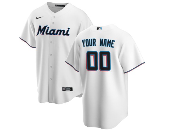 Custom Miami Marlins Cool Base Jersey - Light Blue/White/Black/Red