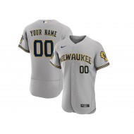 Custom Milwaukee Brewers Flex Base Jersey - Cream/White/Gray/Navy 