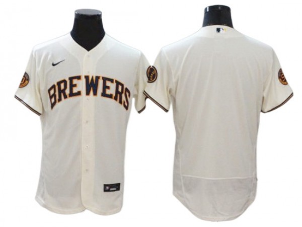 Milwaukee Brewers Blank Cream Home Flex Base Jersey